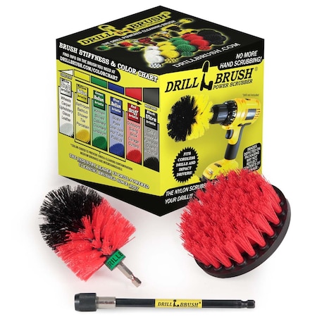 Drill Brush Power Scrubber By Useful Products 5 in W 5 in L Brush, Red R-S-4M-5X-QC-DB